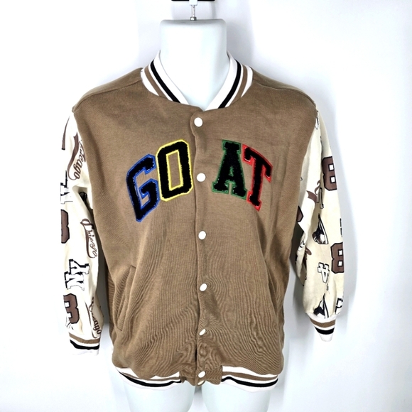 CP Dry Goods GOAT Men Basketball Bomber Varsity Jacket Size 18 (L/XL) - Picture 1 of 4